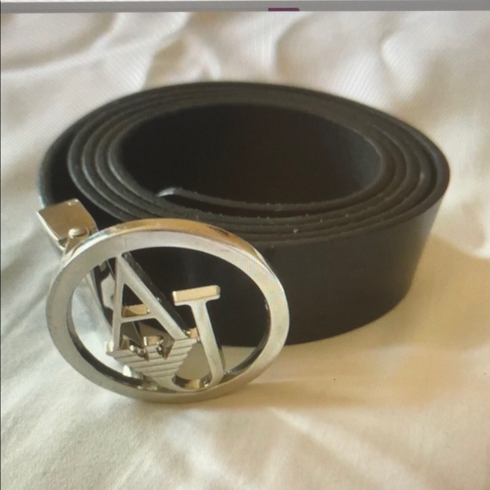 Armani Jeans Black and Silver Belt